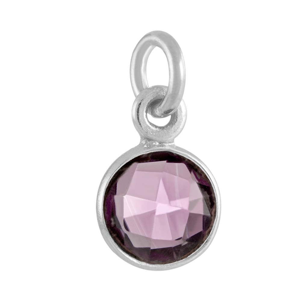 February CZ Bezel Drop Sterling Silver Charm