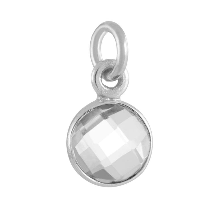 April CZ Bezel Drop Sterling Silver Charm