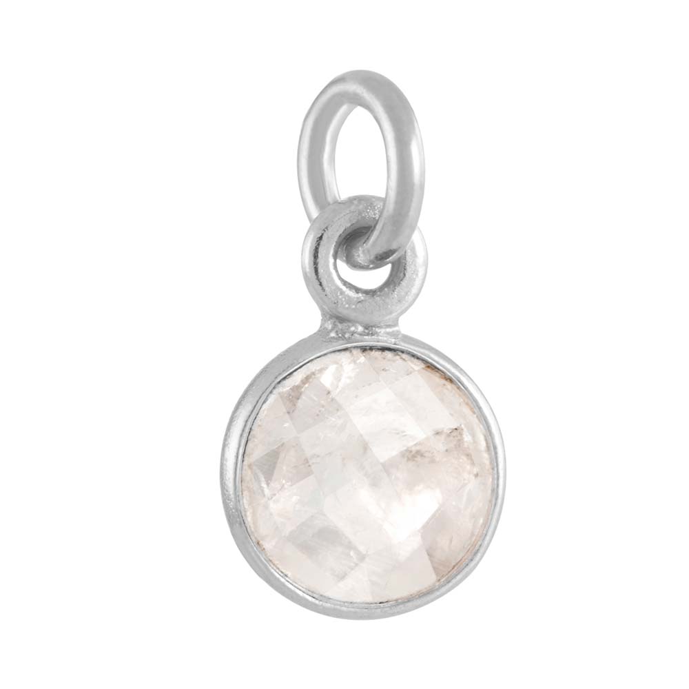 June CZ Bezel Drop Sterling Silver Charm