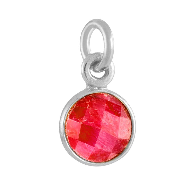 July CZ Bezel Drop Sterling Silver Charm