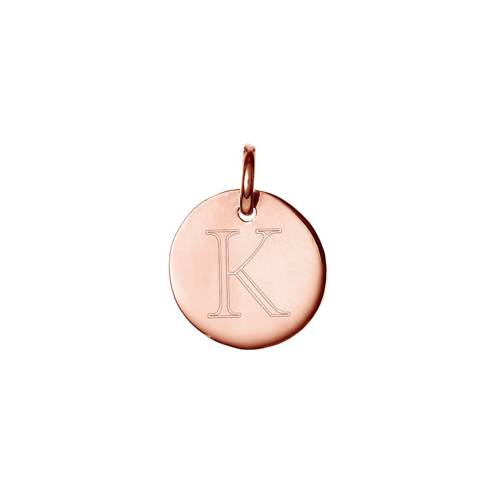 Petite Round Tag Initial Rose Gold Charm