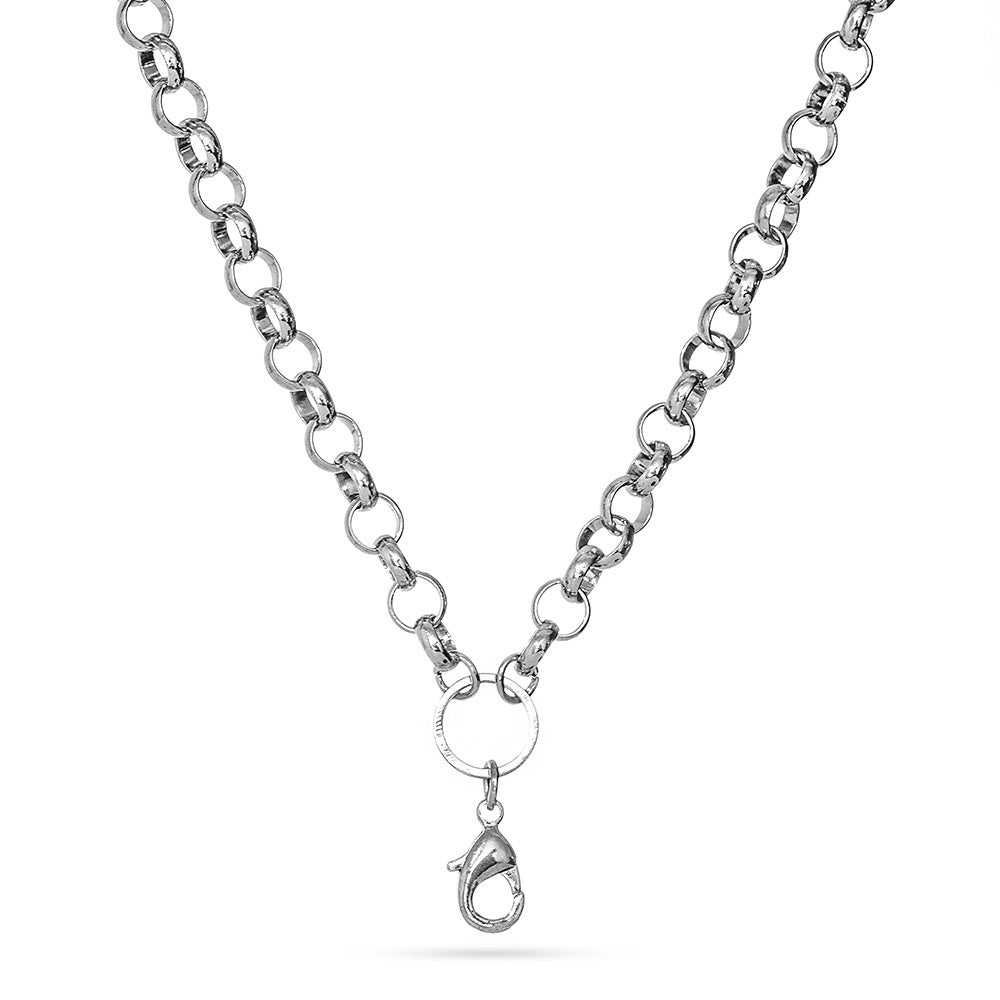 20" Rhodium Round Link Chain For Floating Lockets