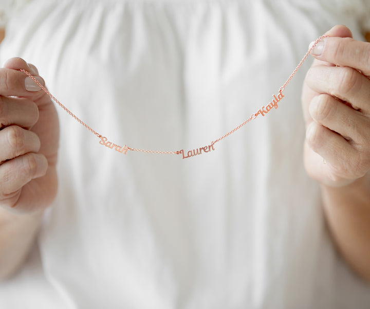 Magnolia Script Rose Gold Three Name Bracelet
