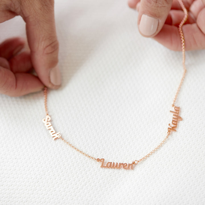 Magnolia Script Rose Gold Three Name Bracelet