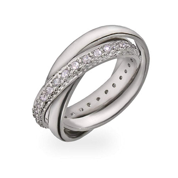 Sterling Silver Russian Wedding Ring with CZ Band