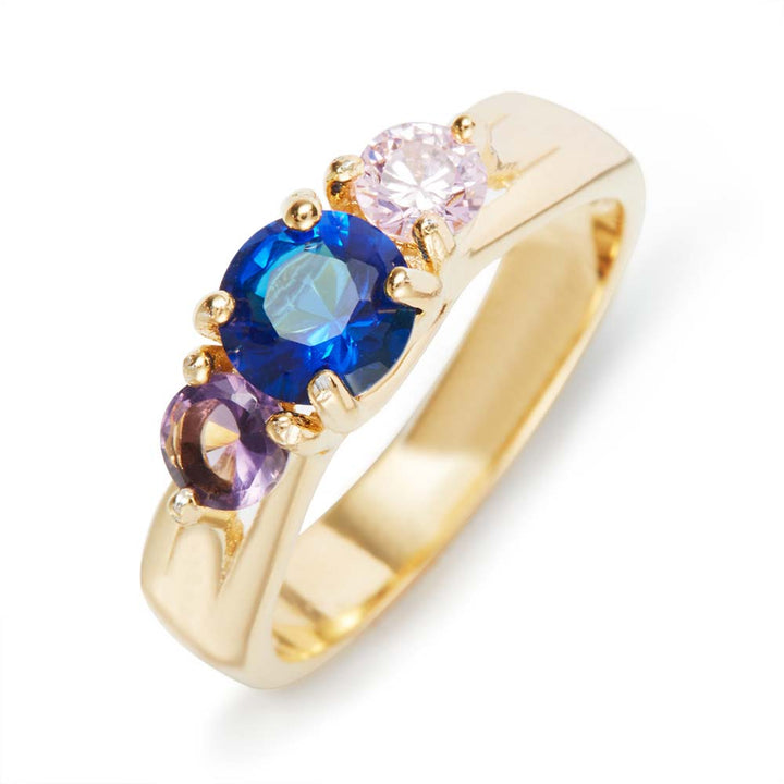 3 Stone Gold Custom Birthstone Ring