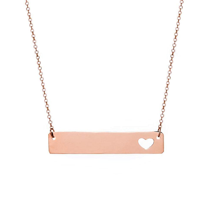 14K Rose Gold Name Bar with Heart Cut Out