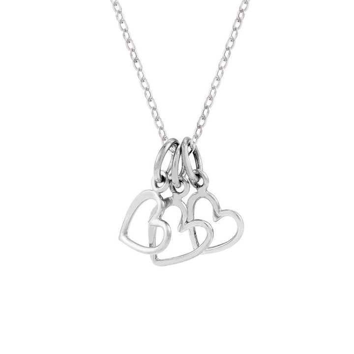 Petite Three Open Hearts Silver Necklace