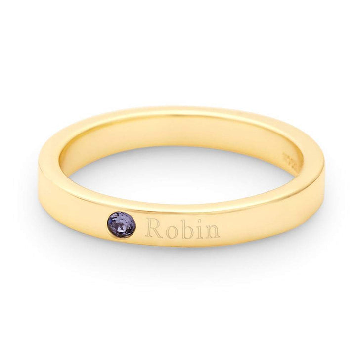 Custom Birthstone Gold Stacking Name Ring