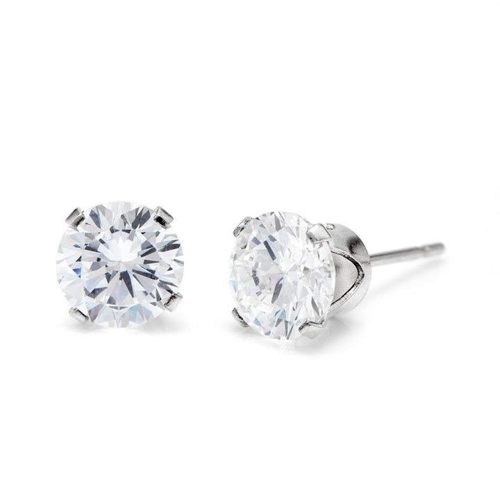 Sterling Silver Diamond 6mm Cubic Zirconia Stud Earrings