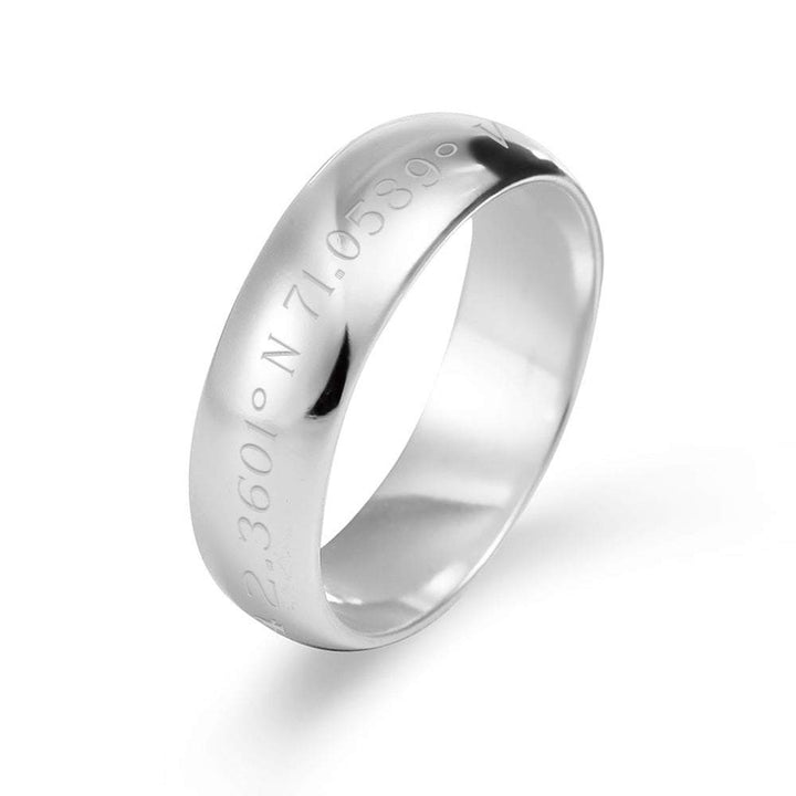 Custom Coordinate 6mm Silver Band