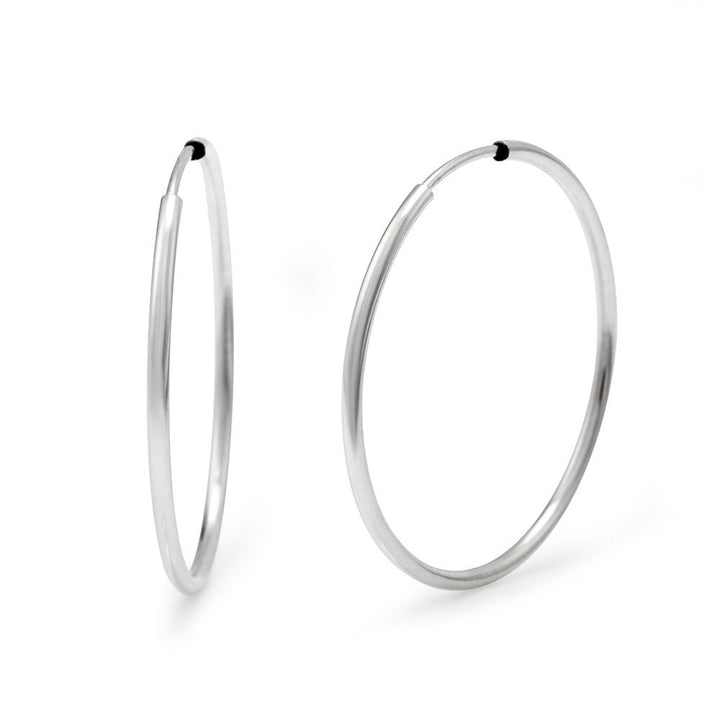 Sterling Silver Continuous Hoop Earrings - 1 Inch