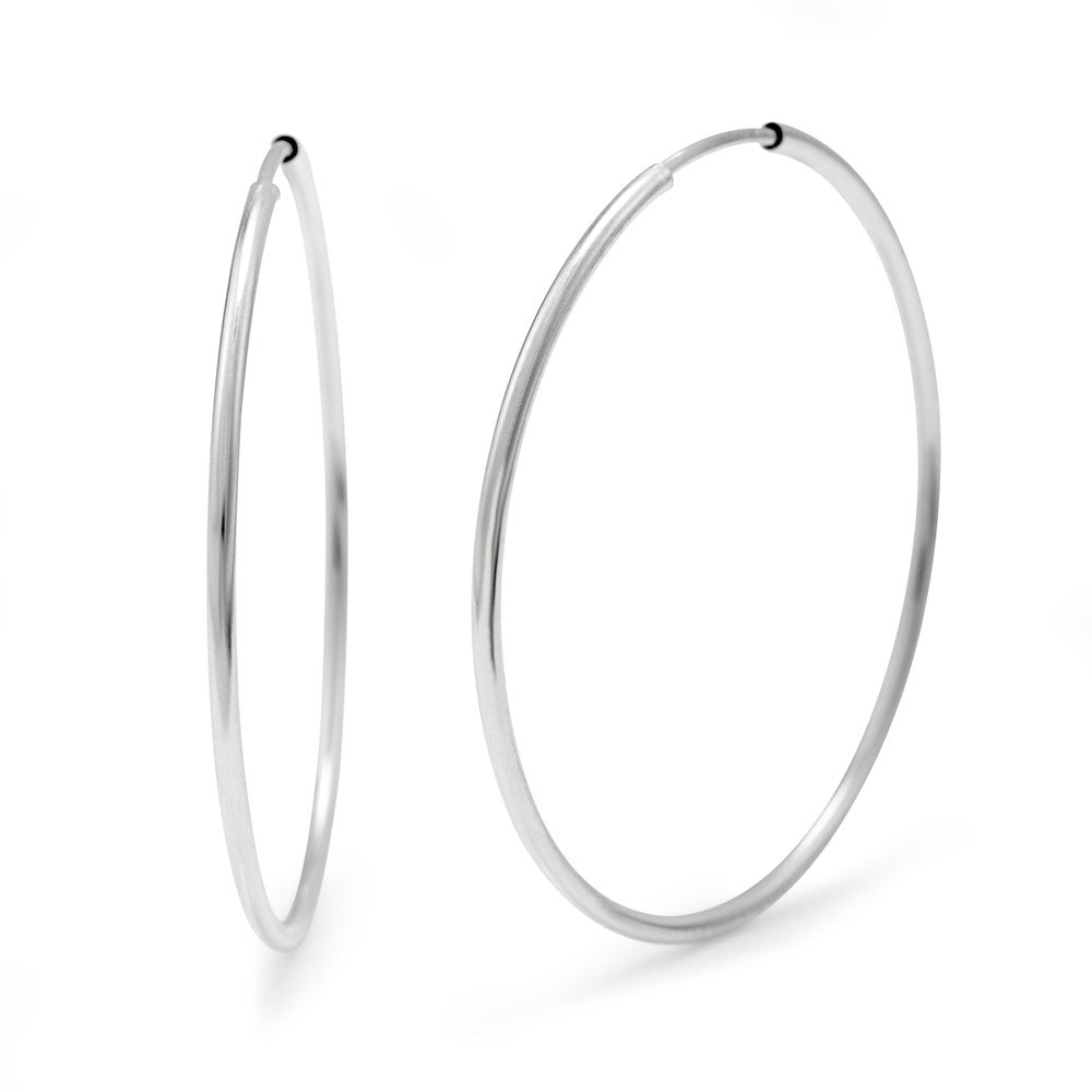 Sterling Silver Continuous Hoop Earrings - 1.5 Inch