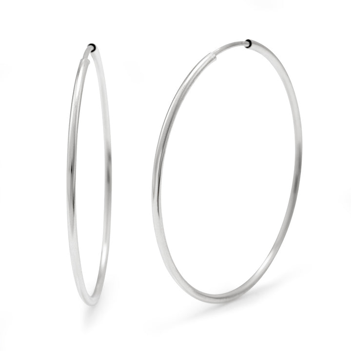 Sterling Silver Continuous Hoop Earrings - 2.5 Inch