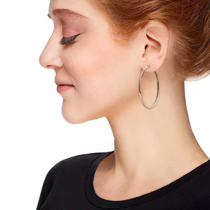 Stainless Steel 2&quot; Tube Style Hoop Earrings