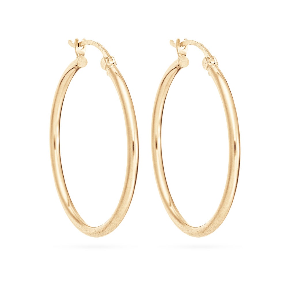 14K Gold 1" Hoop Earrings