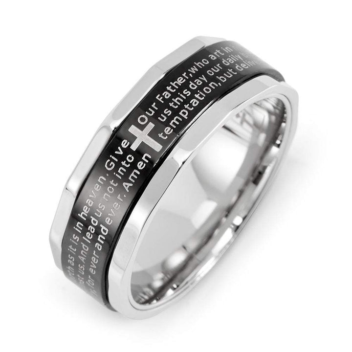 Stainless Steel Lords Prayer Spinner Ring