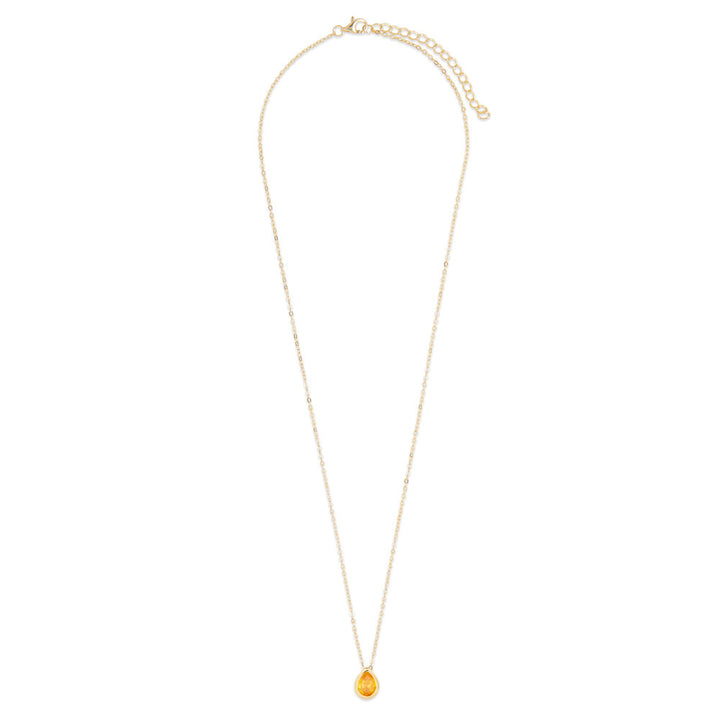 Gold Plated November Pear Cut Bezel Birthstone Necklace