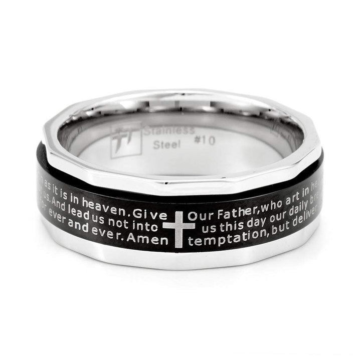 Stainless Steel Lords Prayer Spinner Ring