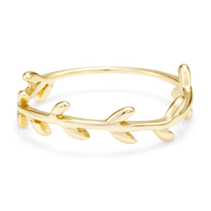 Leaf Branch Gold Stackable Ring