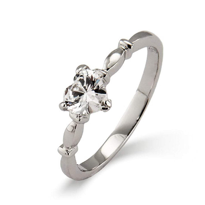 Sterling Silver Simple CZ Heart Ring