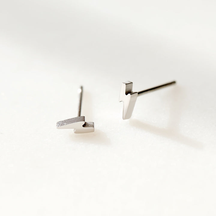 Stainless Steel Lightning Bolt Stud Earrings