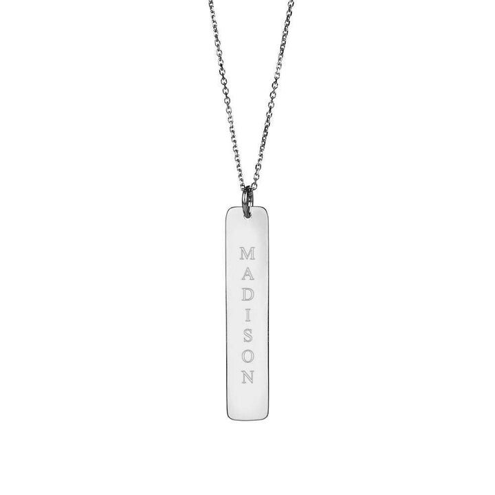 Vertical Name Bar Pendant in Sterling Silver