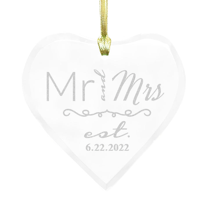 Wedding Couple Personalized Heart Jade Glass Ornament