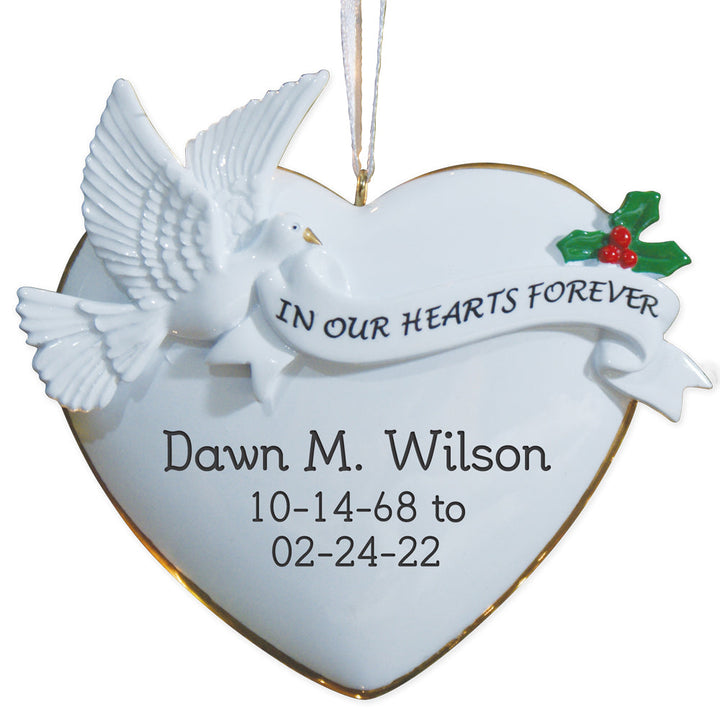 In Our Hearts Personalized Memorial Ornament