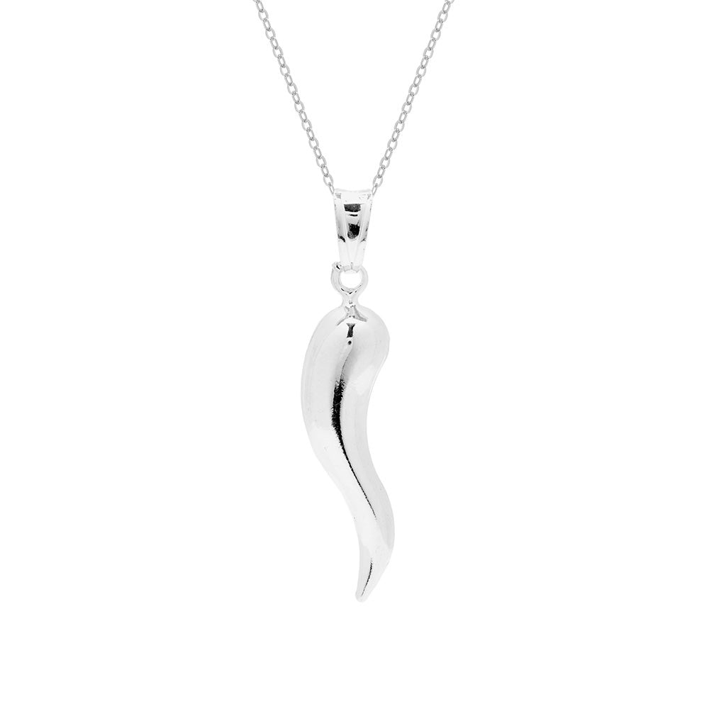 Medium Sterling Silver Italian Horn Pendant