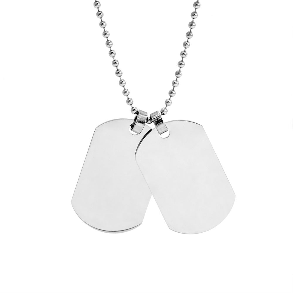 Medium Stainless Steel Double Dog Tag Necklace