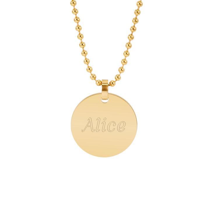 Gold Plated Medium Round Tag Stainless Steel Pendant