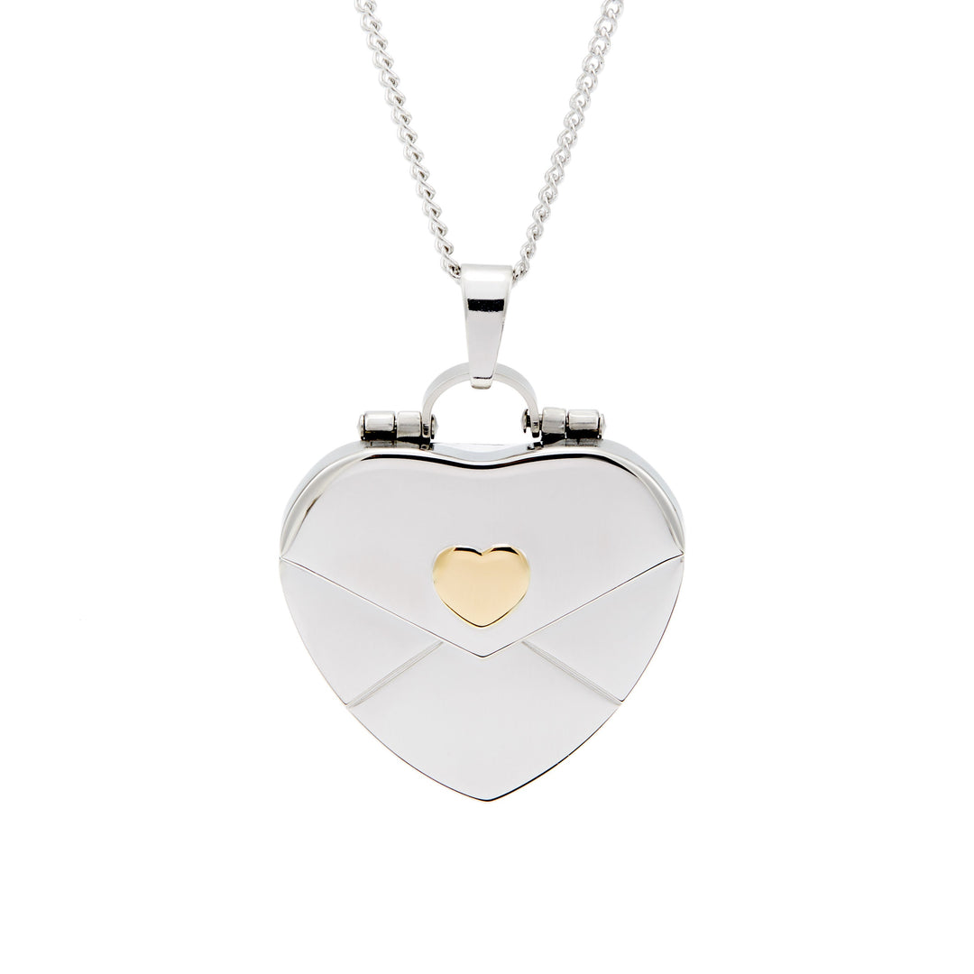 Gold Heart Secret Message Envelope Locket