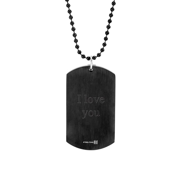 Black Plate Stainless Steel Dog Tag with Cross