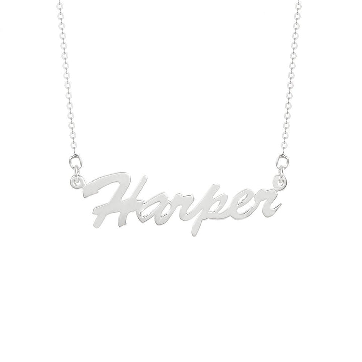 Thin Script Sterling Silver Nameplate Necklace