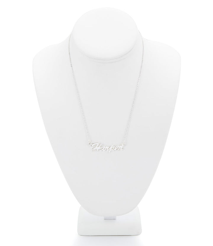 Thin Script Sterling Silver Nameplate Necklace