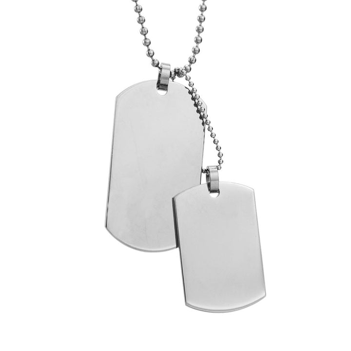 Large and Medium Stainless Steel Double Dog Tag Necklace