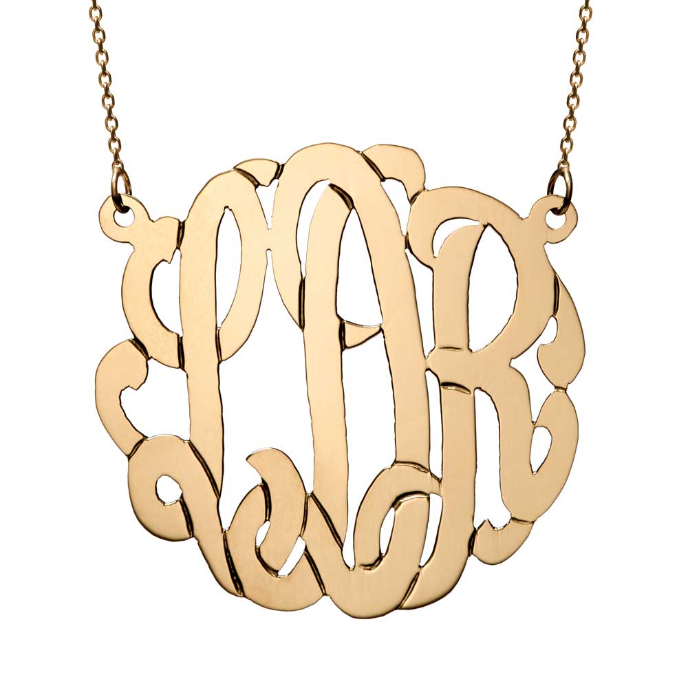 14K Solid Gold Monogram Necklace