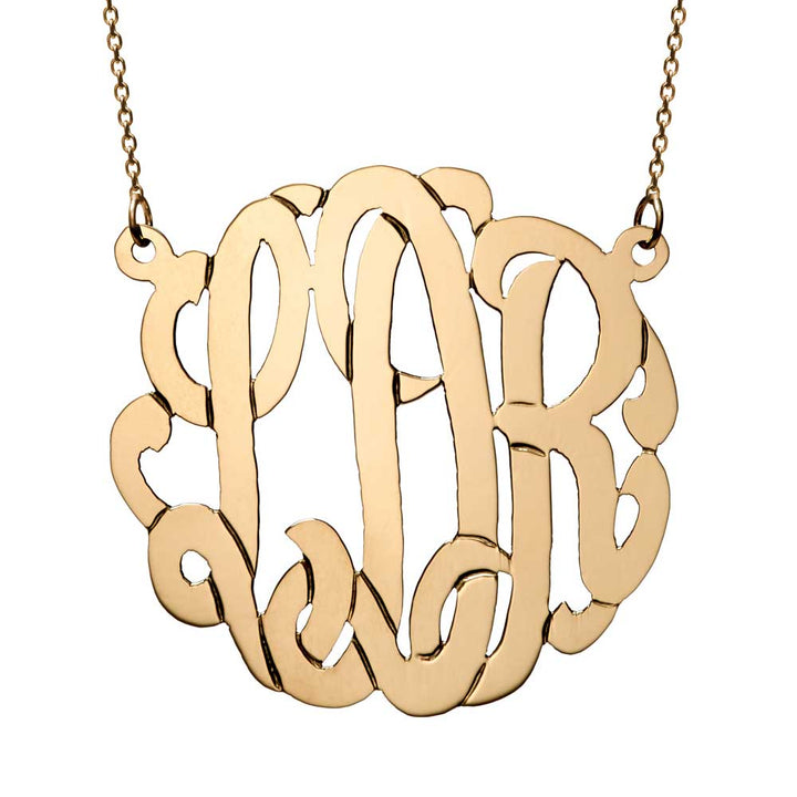 14K Solid Gold Monogram Necklace