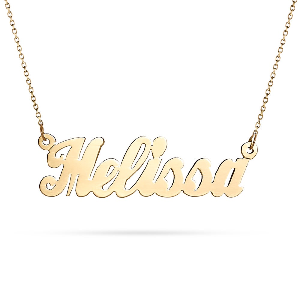 14K Solid Gold Simple Script Custom Name Necklace