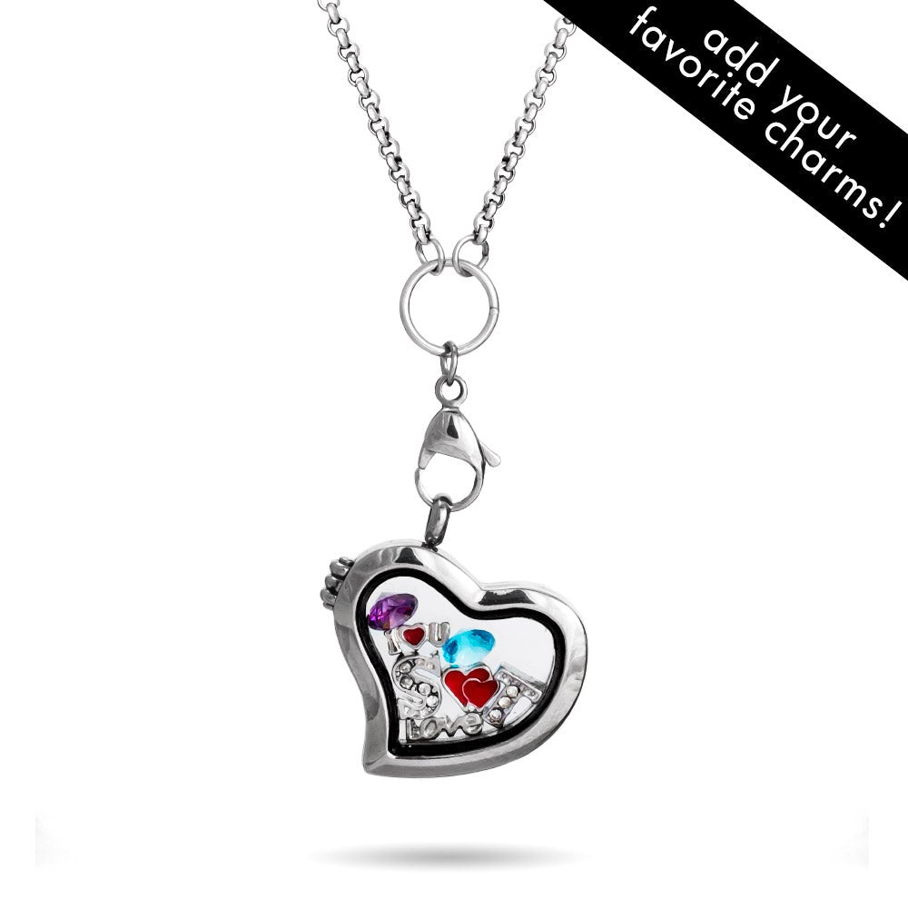 Heart Shaped Build A Charm Glass Floating Locket