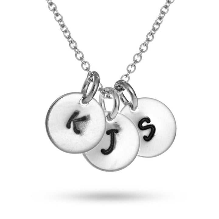 Hand Stamped Triple Tag Mini Initial Necklace