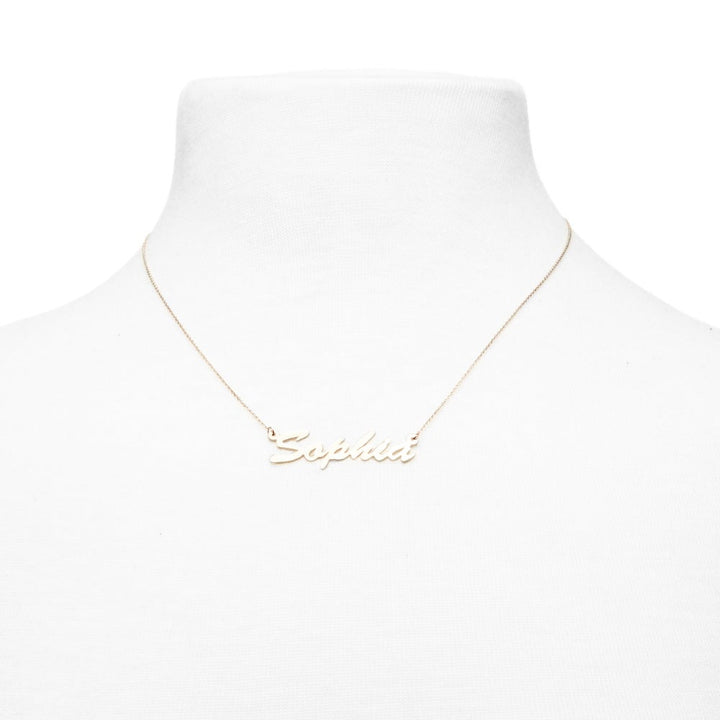 14K Gold Thin Script Nameplate Necklace