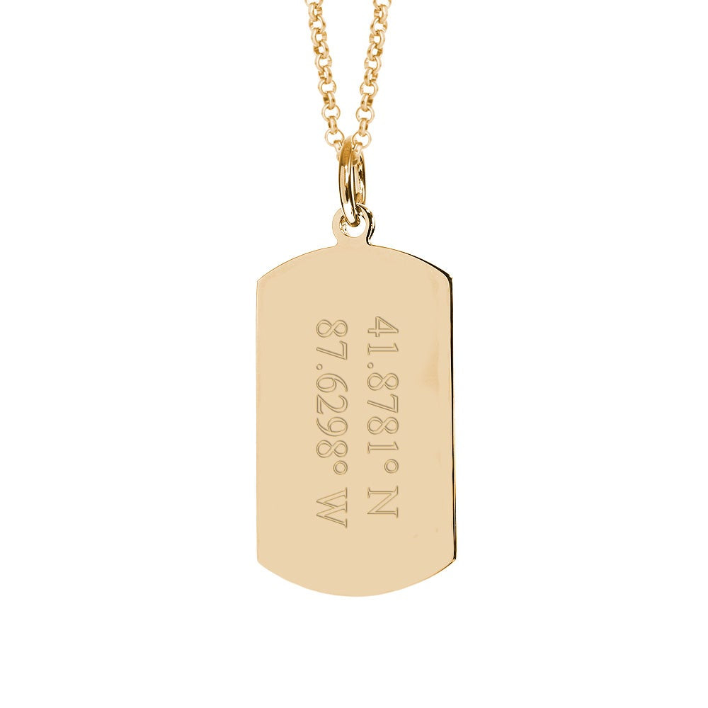 Coordinate Gold Dog Tag Necklace-horz. 2 line coordinate