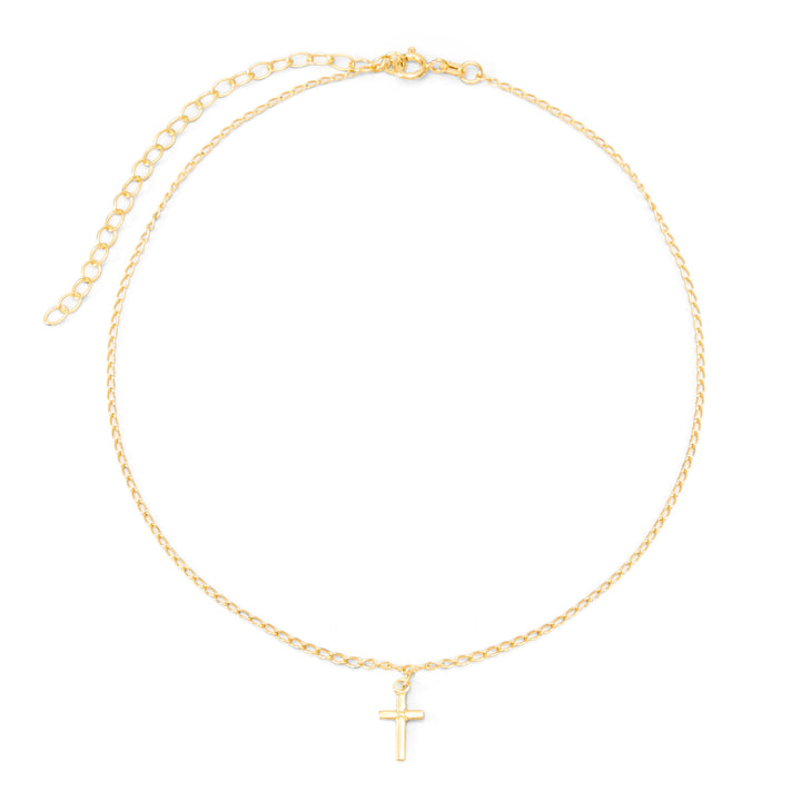 Petite Cross Gold Choker Necklace