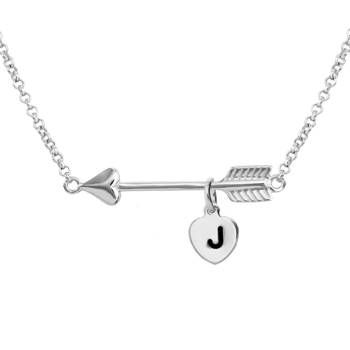 Personalized Initial Heart Charm Silver Arrow Necklace – Mill Rock