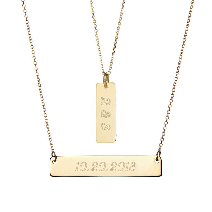 Layered Gold Name Bar Necklace (left to right)