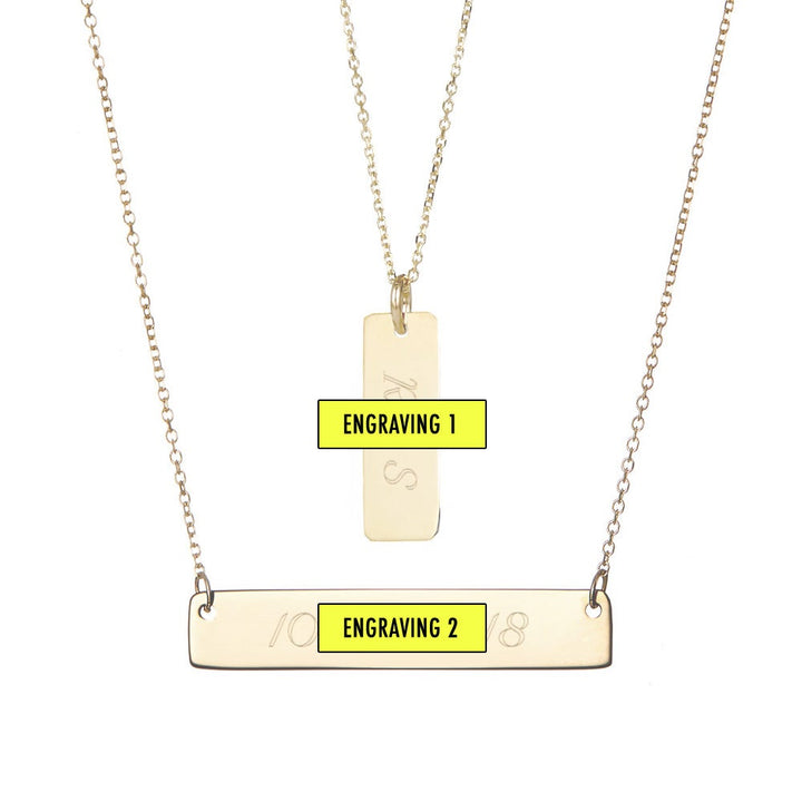 Layered Gold Name Bar Necklace (left to right)