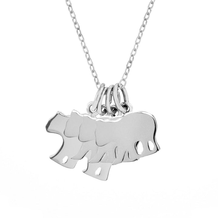 Custom Mama and Three Baby Bears Silver Necklace