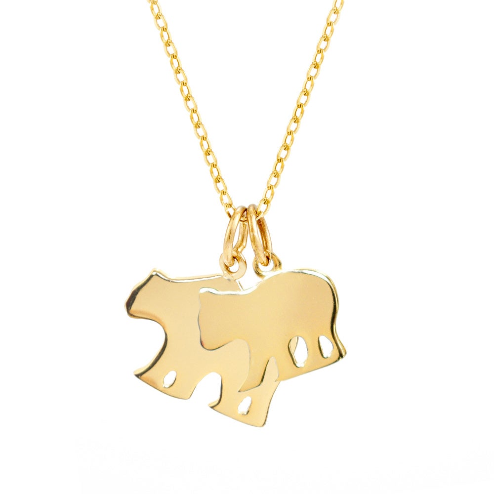 Custom Mama and Baby Bear Gold Necklace